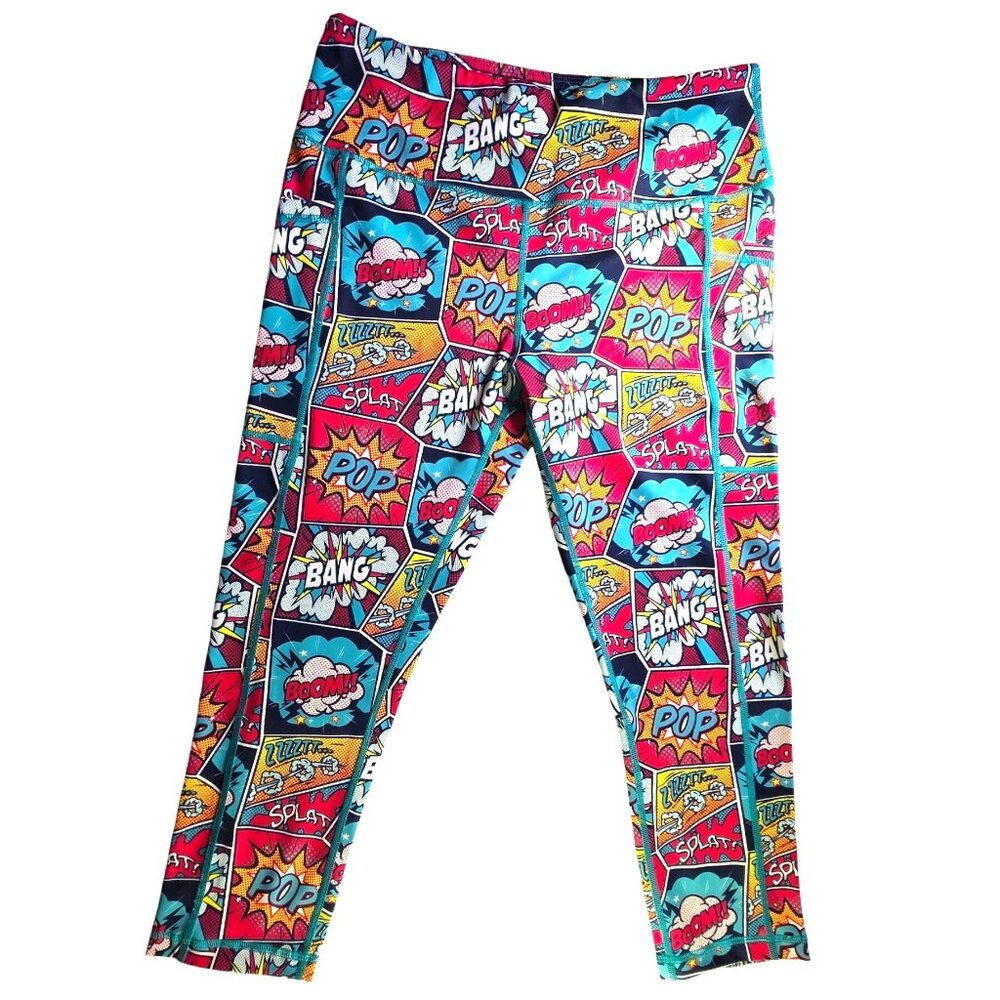 CVG leggings Comic Book Medium Capri workout pants yoga fitness exercise fashion